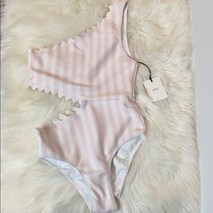 Onia Pink Macro Stripe Betty One Piece Swim Suit